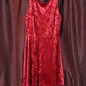 Red velvet mini dress